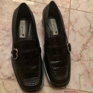 Ladies black croc loafers worn only twice